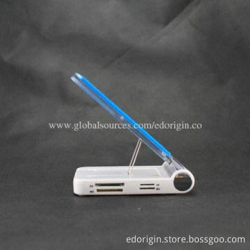 LED USB Hub Mobile Phone Holder with Card Reader, can Read SD, TF, MS, M2 Cards, Foldable